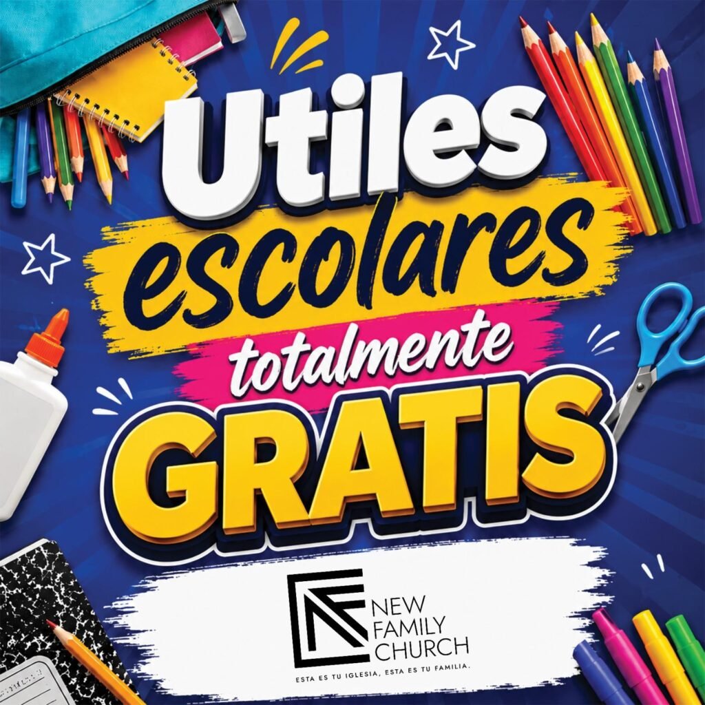 Entrega de útiles escolares en New Family Church